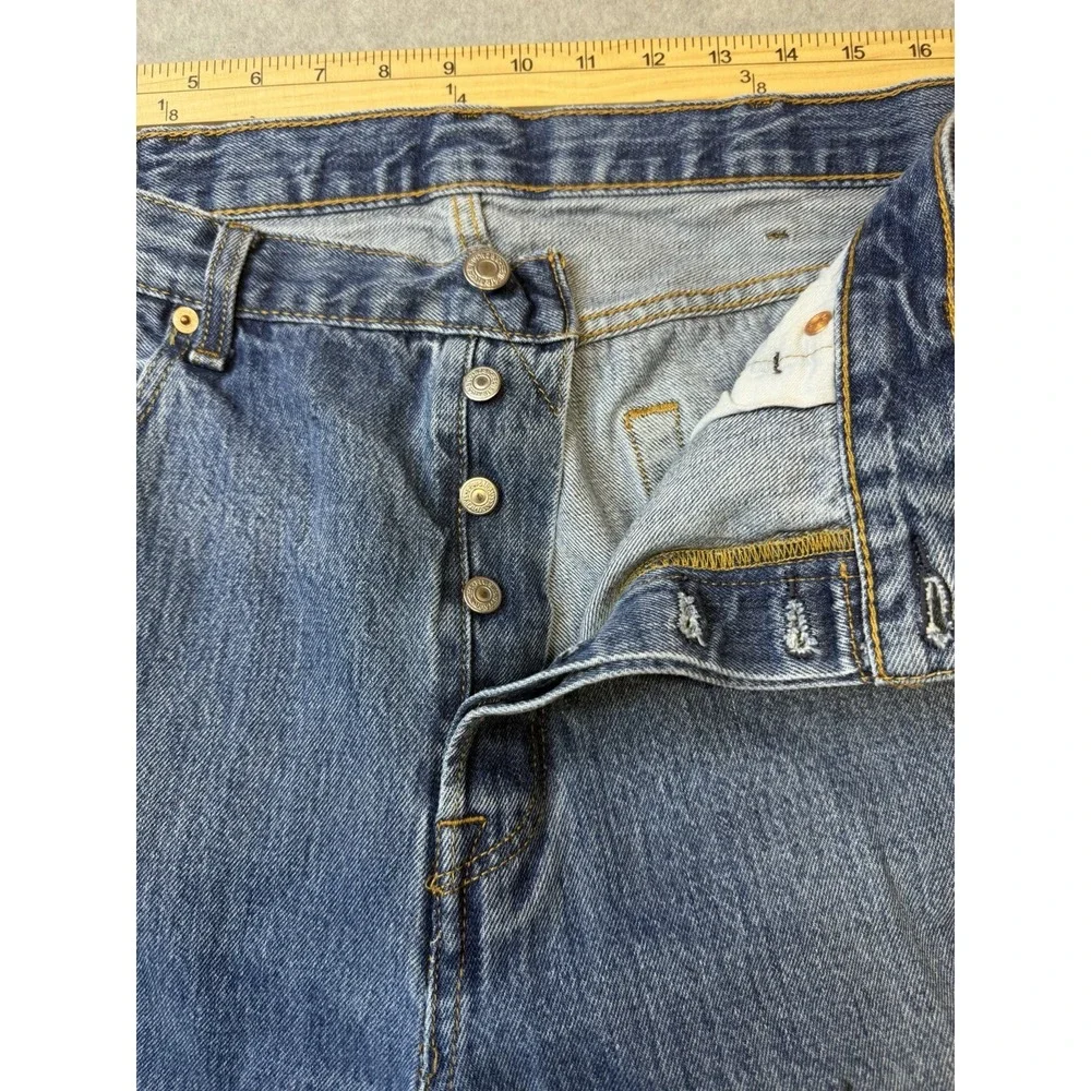 Levi's 501 Button Fly Jeans Straight Blue Denim Men's Size 38x30